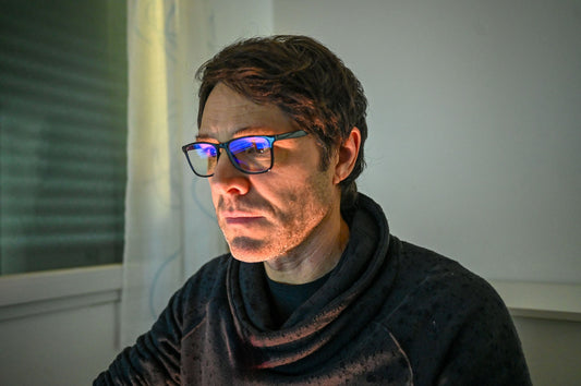 2-Pack Reading Glasses with Blue Light Filter (Blocks Eye Strain) - Black & Clear